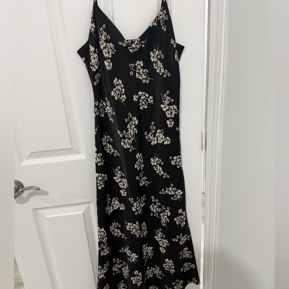 Joe Fresh Black Slip Maxi Dress with Cream Floral Print